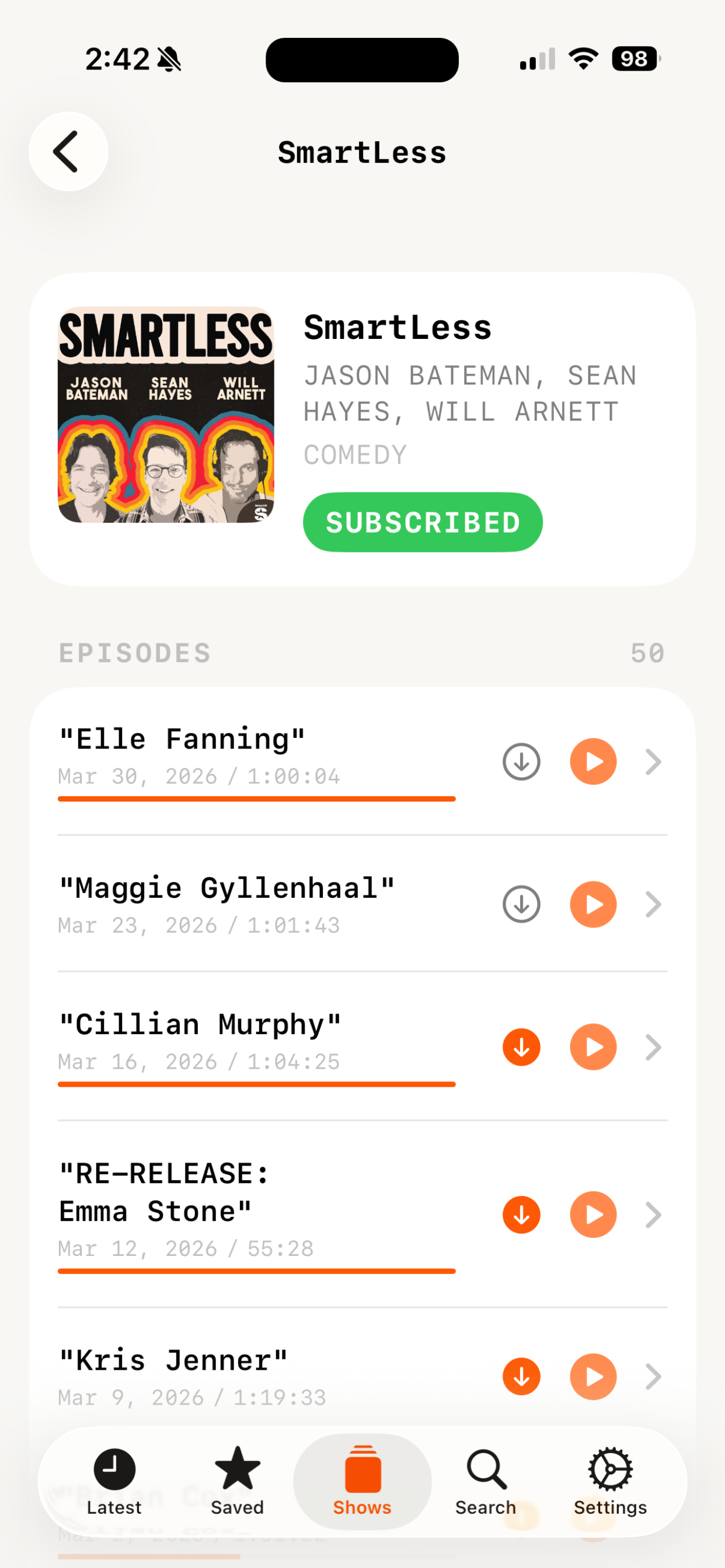 Casterly — podcast screen