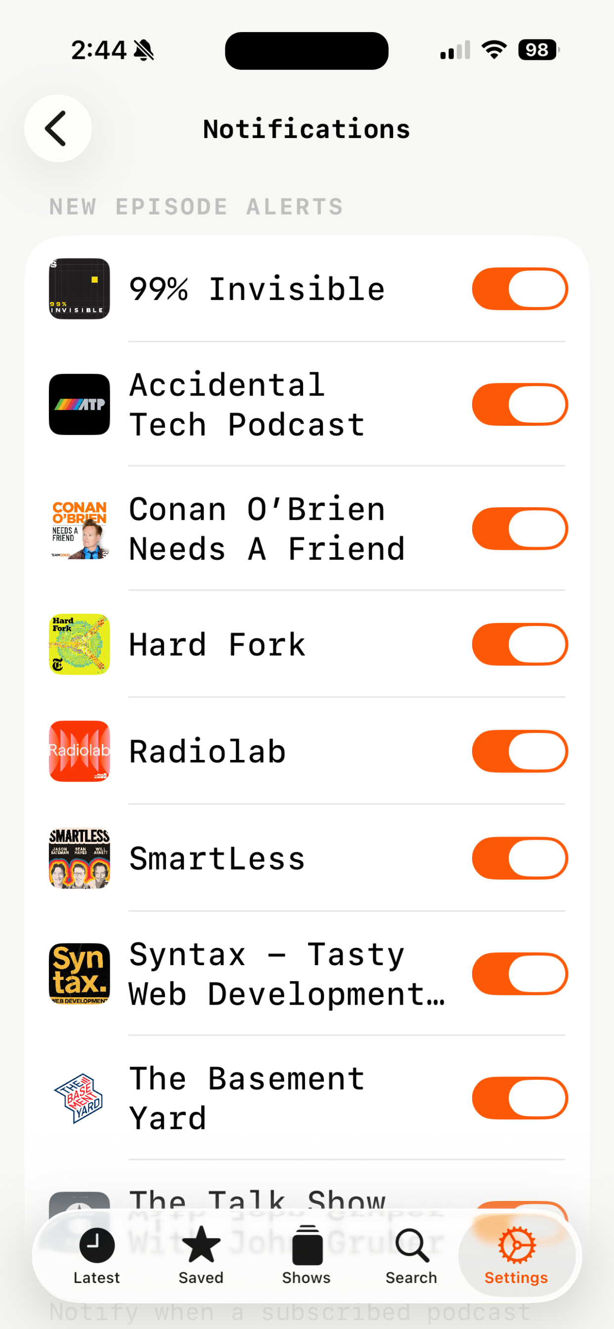 Casterly — per-podcast notifications