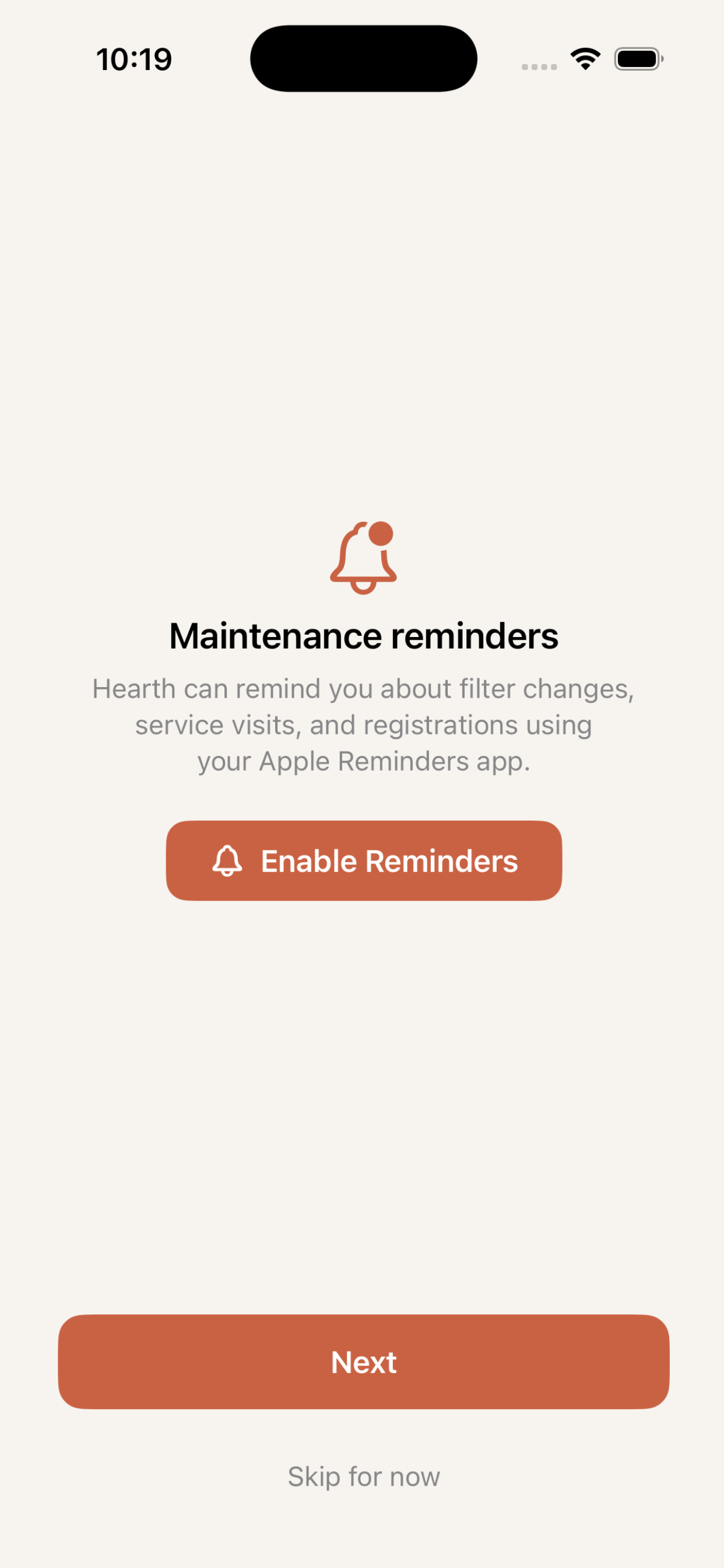 Hearth — maintenance reminders